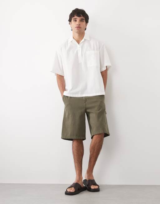 ASOS DESIGN - Oversized doorschijnend gestreept overhemd met reverskraag in wit, 2 van 5