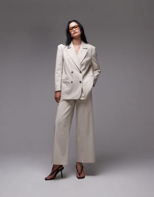 Asos Design Oversized Double Breasted Blazer In Neutral