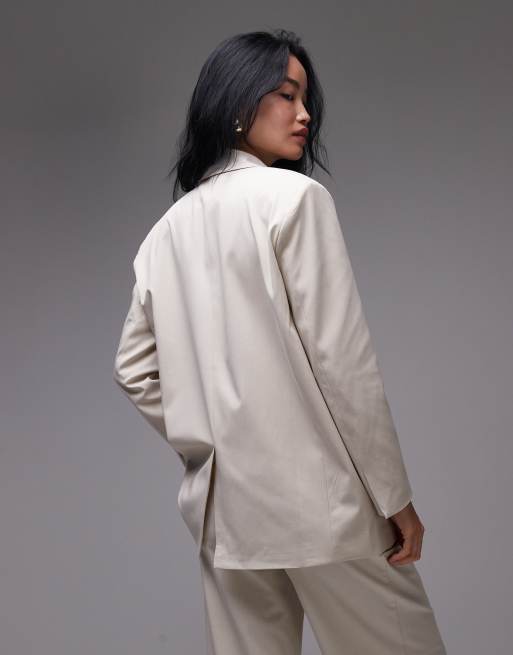 ASOS DESIGN oversized double breasted blazer in neutral - part of a set