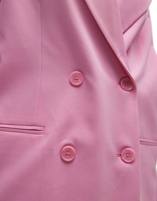 ASOS DESIGN oversized double breasted blazer in pink - part of a set