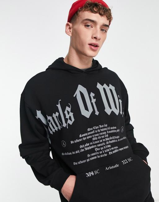 ASOS DESIGN oversized collegiate hoodie with double layer in navy