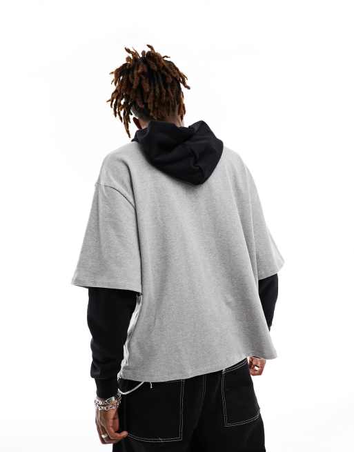 Double layer best sale hoodie men's