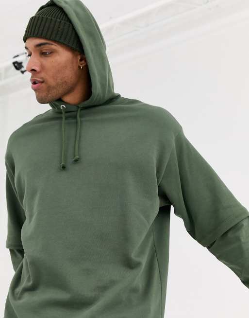 ASOS DESIGN oversized double layer hoodie with muscle fit underlay | ASOS