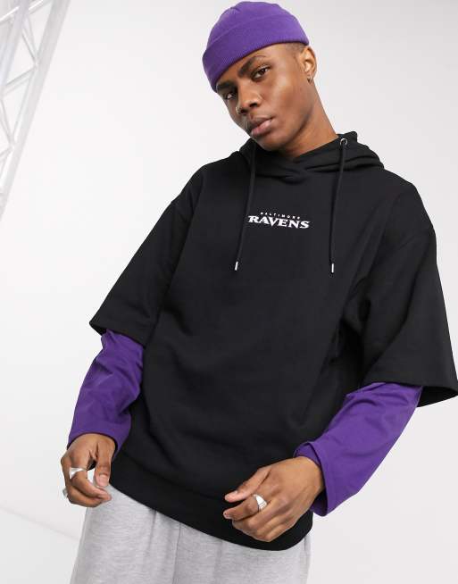 ASOS DESIGN oversized double layer hoodie with Ravens NFL print