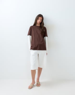 Asos Design Oversized Double Layer T-shirt In Multi
