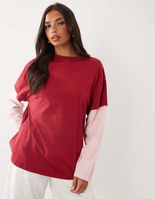 Asos Design Oversized Double Layer T-shirt In Multi