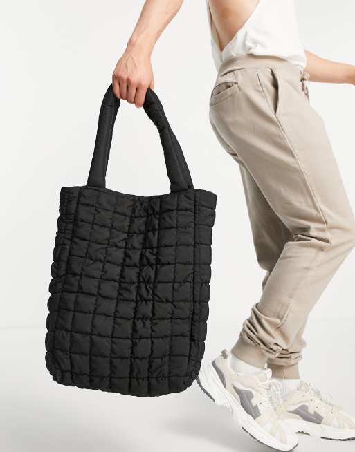 ASOS DESIGN - Oversized draagtas met doorgestikt ontwerp in zwart