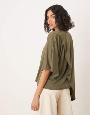 Asos Design Oversized Drapey Hem T-shirt In Navy