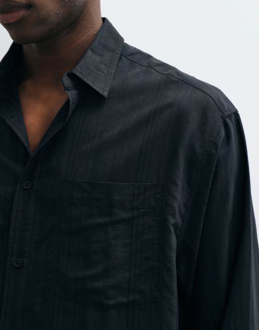 ASOS DESIGN oversized drapey shirt in black, 3 of 5