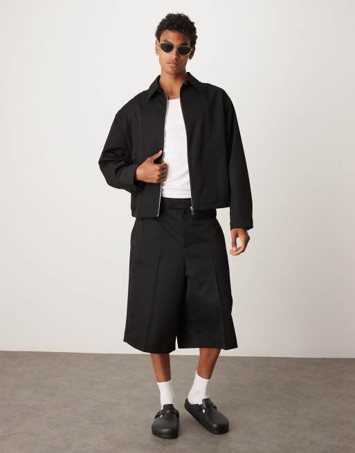 ASOS DESIGN oversized dressy bermuda shorts in black with elastic waist - part of a set