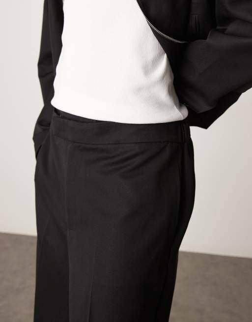 ASOS DESIGN oversized dressy bermuda shorts in black with elastic waist - part of a set