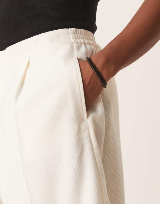ASOS DESIGN oversized dressy bermuda shorts in white microtexture - part of a set