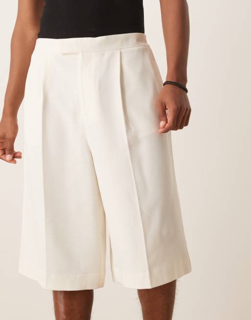 ASOS DESIGN oversized dressy bermuda shorts in white microtexture - part of a set, 3 of 5