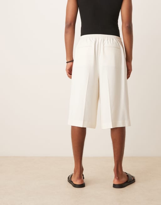 ASOS DESIGN oversized dressy bermuda shorts in white microtexture - part of a set, 4 of 5