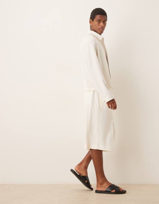ASOS DESIGN oversized dressy bermuda shorts in white microtexture - part of a set