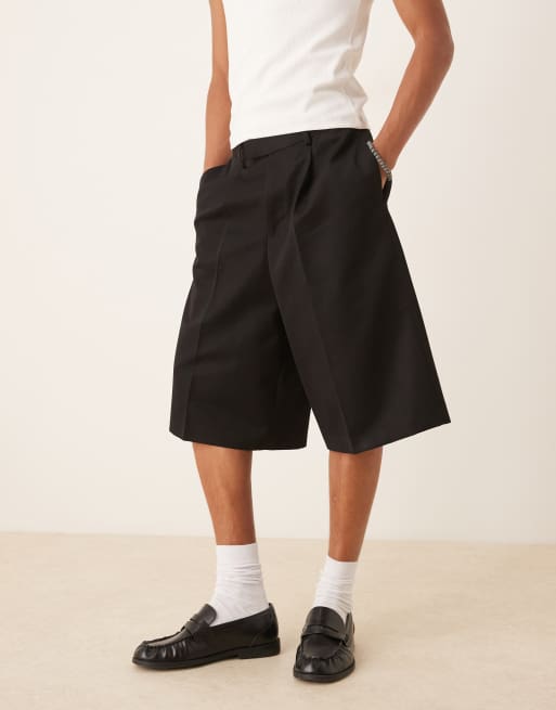 ASOS DESIGN smart oversized bermuda shorts with front pleat in black