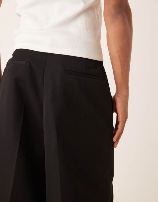 ASOS DESIGN smart oversized bermuda shorts with front pleat in black