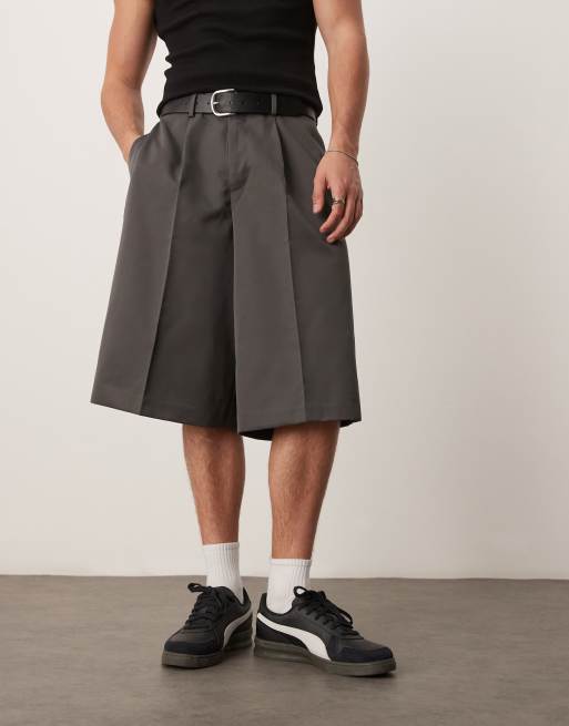 ASOS DESIGN smart oversized bermuda shorts with front pleat in dark grey