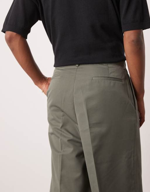 ASOS DESIGN smart oversized bermuda shorts with front pleat in muted green