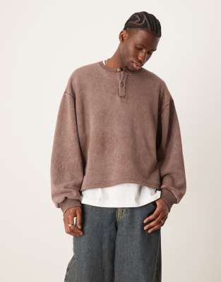 ASOS DESIGN oversized drop shoulder boxy sweater with henley