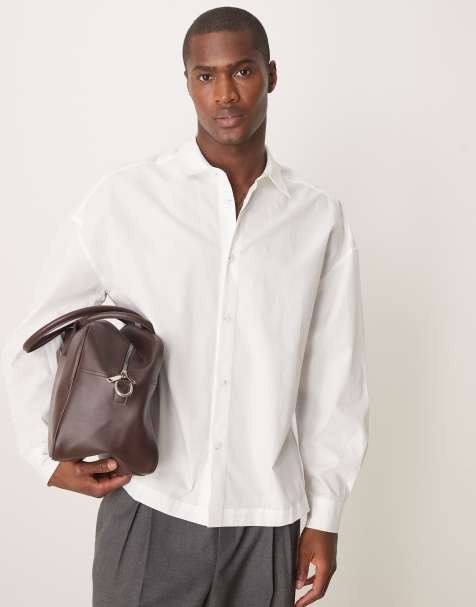 ASOS DESIGN oversized drop shoulder shirt in white - view 1
