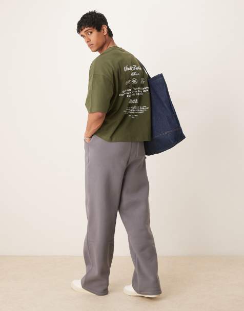 ASOS DESIGN oversized drop shoulder t-shirt with print in dark green - view 1