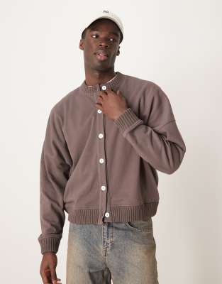 Asos Design Oversized Dropped Shoulder Boxy Bomber Jacket In Brown