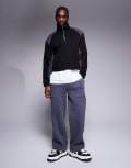[ASOS DESIGN] ASOS DESIGN oversized dropped shoulder boxy funnel neck sweatshirt with nylon panels in black M BLACK