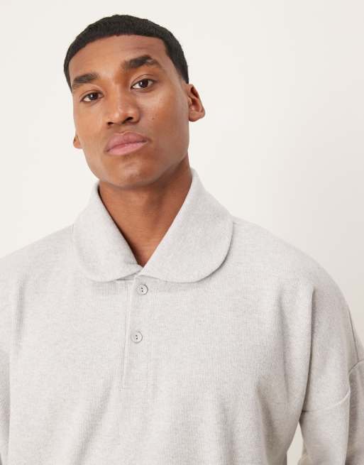 ASOS DESIGN oversized dropped shoulder boxy sweatshirt with shawl neck in gray heather