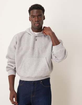 ASOS DESIGN oversized dropped shoulder cropped hoodie in grey with chest print ASOS