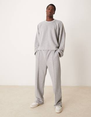 Asos Design Oversized Dropped Shoulder Cropped Sweatshirt In Gray Heather