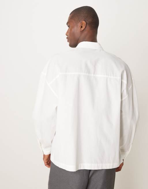 ASOS DESIGN oversized dropped shoulder shirt in white