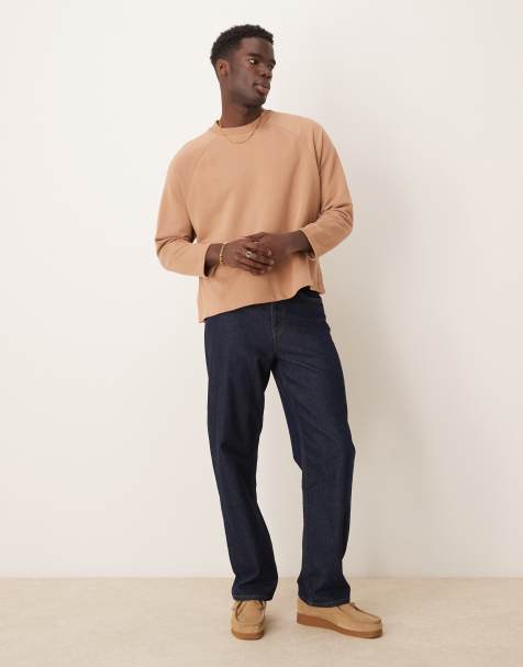 ASOS DESIGN oversized dropped shoulder sweatshirt with side vents in beige  - view 1