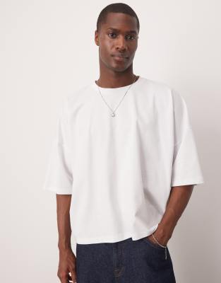 Asos Design Oversized Dropped Shoulder T-shirt With Floral Back Print In White