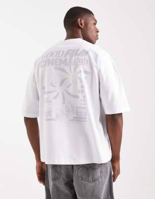 Asos Design Oversized Dropped Shoulder T-shirt With Print In White