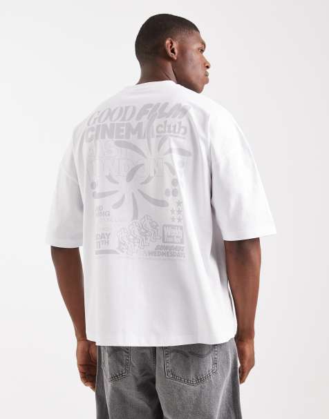 ASOS DESIGN oversized dropped shoulder t-shirt with print in white - view 1
