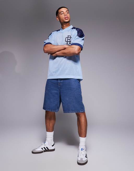 ASOS DESIGN oversized dropped shoulder t-shirt with sports graphic in blue, 3 of 4