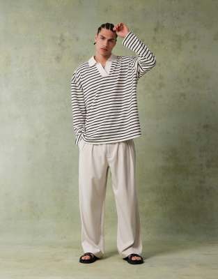 Asos Design Oversized Dropped Shoulders Polo Shirt In Multi
