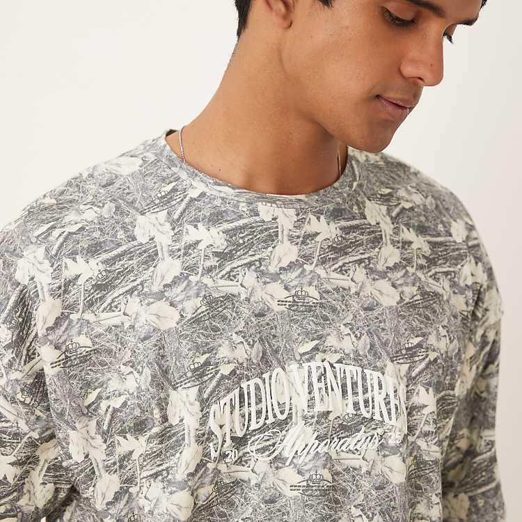 ASOS DESIGN oversized dropped shoulders t-shirt in camo ASOS DESIGN oversized dropped shoulders t-shirt in camo