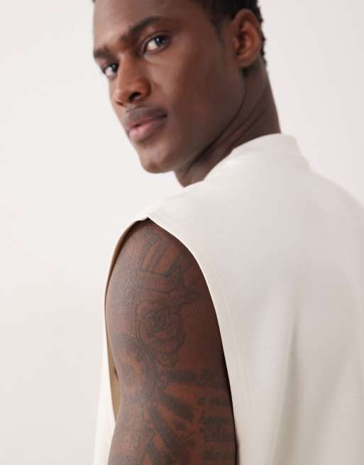 ASOS DESIGN - Oversized dubbelgebreide tanktop in gebroken wit, 5 van 5