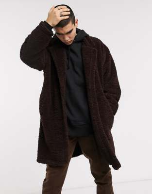 ASOS DESIGN faux fur coat in brown