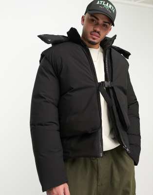 ASOS DESIGN - Oversized dynejakke med aftagelig vest i sort