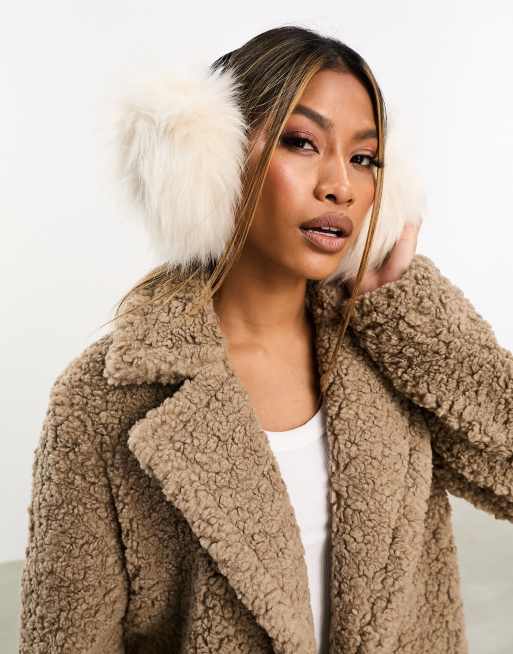 ASOS DESIGN oversized ear muffs in faux fur ASOS