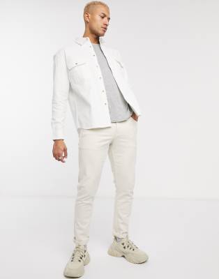 white denim shirt double pocket