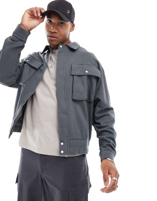 ASOS DESIGN - Oversized elegant Harrington-jakke i forvasket sort