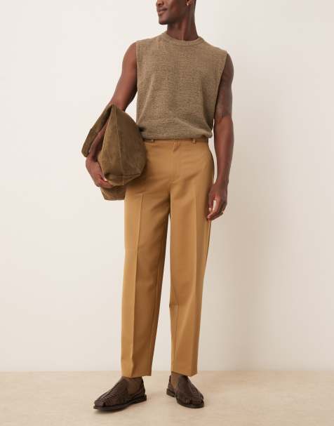 ASOS DESIGN - Oversized elegante tapered bukser i kamel - view 1