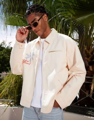 Asos Design Oversized Embroidered Harrington Jacket