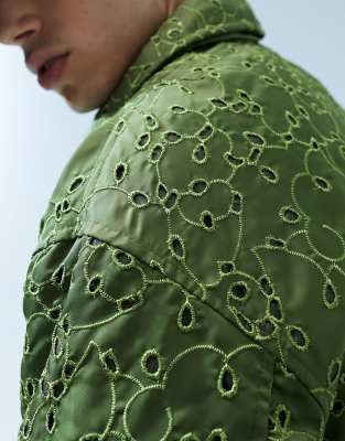 AMERI ROSE EMBROIDERY JACKET カーキ M AMERI ROSE EMBROIDERY JACKET カーキ M