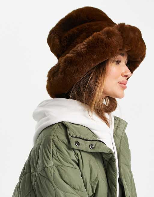 Chocolate Soft Faux Fur Oversized Hat