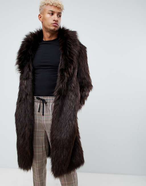 ASOS DESIGN faux fur collar in brown